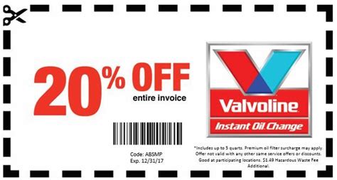 valvoline full synthetic coupon